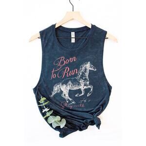 "Born to Run" Mineral Wash Graphic Tee Navy